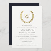 GOLD FLORAL LAUREL WREATH BRUNCH & BUBBLY INVITE DANKESKARTE (Vorne/Hinten)