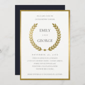 GOLD FLORAL LAUREL WREATH COUPLES SHOWITE DANKESKARTE (Vorne/Hinten)