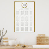 GOLD FLORAL LAUREL WREATH WEDING SITZPLATTE POSTER (Küche)