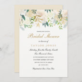 Gold Floral Leaf Brautparty laden Einladung (Vorne/Hinten)