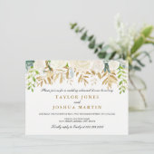 Gold Floral Leaf Probe Dinner einladen Einladung (Stehend Vorderseite)