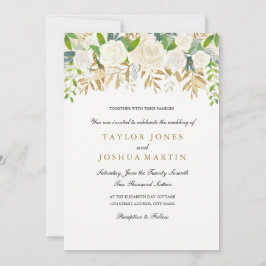 Gold Floral Leaf Wasserfarbe Einladung