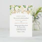 Gold Floral Leaf Wasserfarbe Einladung (Stehend Vorderseite)