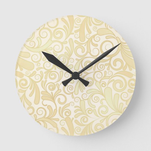 Gold floral leaves pattern runde wanduhr (Vorderseite)