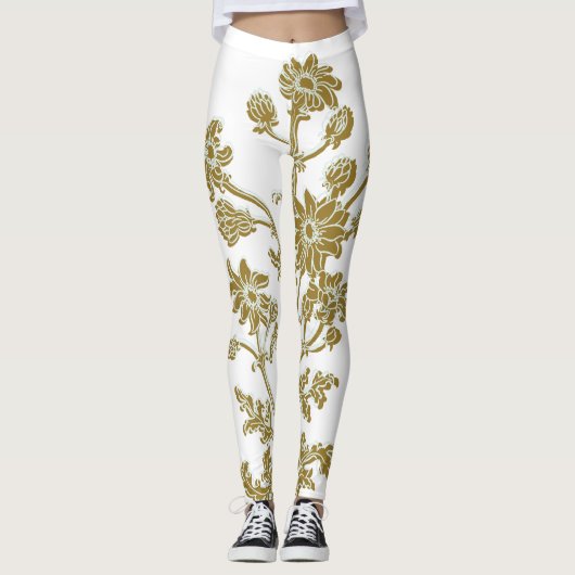 Gold Floral Leggings (Vorderseite)