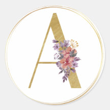 Gold Floral Letter A Monogram Siegel