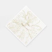 Gold Floral Line Art Botanical Wedding Luncheon Serviette (Ecke)