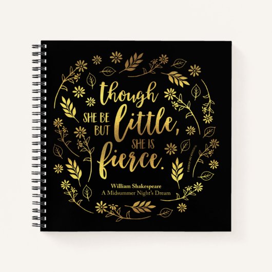 Gold Floral Little Aber Fierce William Shakespeare Notizblock (Vorderseite)