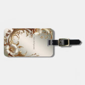 Gold Floral Luggage Tag Gepäckanhänger (Vorderseite horizontal)
