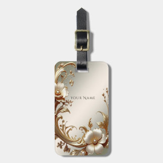 Gold Floral Luggage Tag Gepäckanhänger