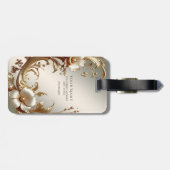 Gold Floral Luggage Tag Gepäckanhänger (Rückseite horizontal)
