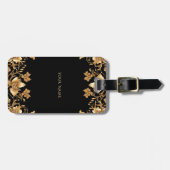 Gold Floral Luggage Tag Gepäckanhänger (Vorderseite horizontal)