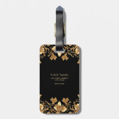 Gold Floral Luggage Tag Gepäckanhänger (Rückseite vertikal)