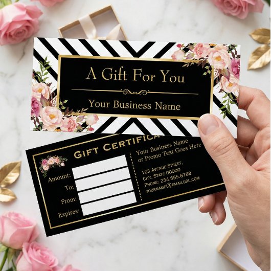 Gold Floral Makeup Haar Salon Geschenkgutschein