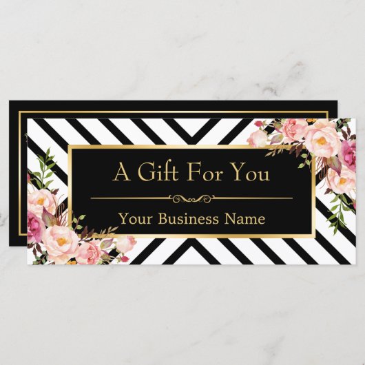 Gold Floral Makeup Haar Salon Geschenkgutschein (Vorne/Hinten)