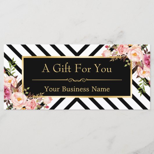 Gold Floral Makeup Haar Salon Geschenkgutschein (Vorderseite)