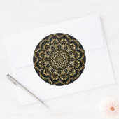 Gold Floral Mandala Runder Aufkleber (Umschlag)