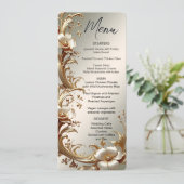 Gold Floral Menu Menükarte (Stehend Vorderseite)