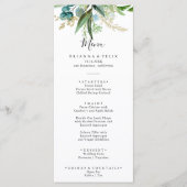 Gold Floral mit tropischer Vegetation Abendessen Menükarte (Vorderseite)