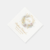 Gold Floral Monogram Brautparty Serviette (Ecke)