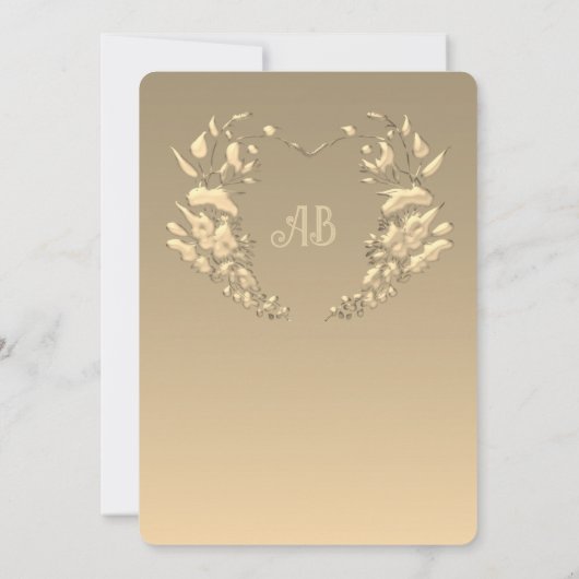 Gold Floral Monogram Emerald Wedding Einladung (Rückseite)
