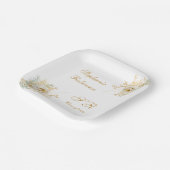 Gold Floral Monogram Graduation Party Pappteller (Gewinkelt)