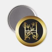 GOLD FLORAL MONOGRAM LETTER H MAGNET (Vorderseite/Rückseite)