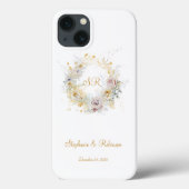 Gold Floral Monogram Logo Hochzeitsgeschenk Case-Mate iPhone Hülle (Rückseite)