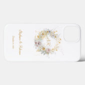 Gold Floral Monogram Logo Hochzeitsgeschenk Case-Mate iPhone Hülle (Rückseite (Horizontal))