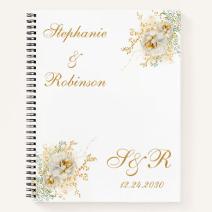 Gold Floral Monogram Logo Hochzeitsplaner Notizblock