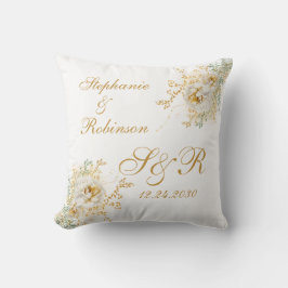 Gold Floral Monogram Logo Wedding Kneeling  Kissen