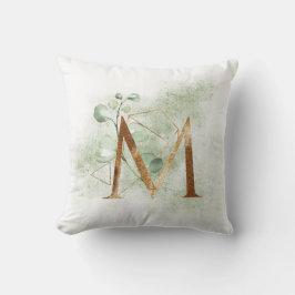 Gold Floral Monogram M Pilze Kissen