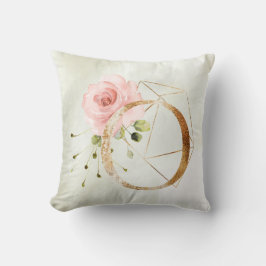 Gold Floral Monogram O Pillow Kissen