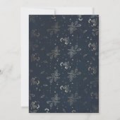 Gold Floral Monogram Vintag Navy Brautparty Einladung (Rückseite)