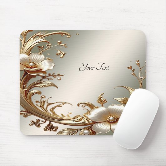 Gold Floral Mousepad (Mit Mouse)