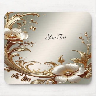 Gold Floral Mousepad