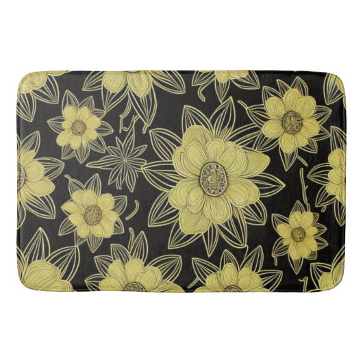 Gold Floral Muster Bath Mat Badematte (Vorderseite)
