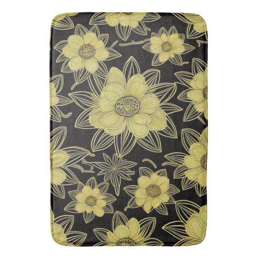 Gold Floral Muster Bath Mat Badematte (Vorderseite Vertikal)