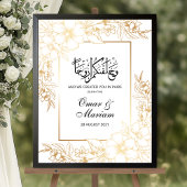 Gold Floral Nikkah Wedding Sign Poster