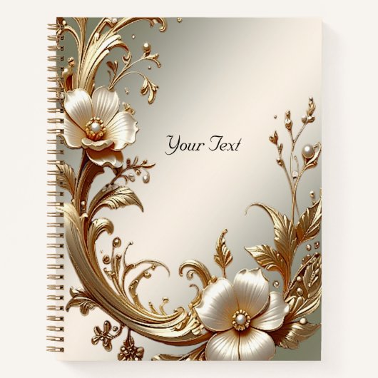 Gold Floral Notebook Notizblock (Vorderseite)