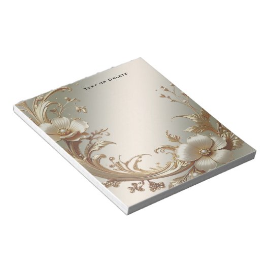 Gold Floral Notepad Notizblock (angewinkelt)