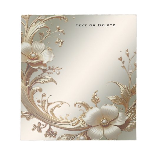 Gold Floral Notepad Notizblock (Vorderseite)