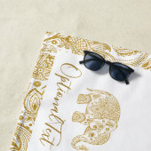 Gold Floral Paisley Elephant Illustration Strandtuch (Beispiel)
