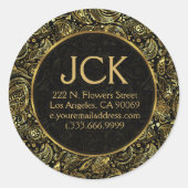 Gold Floral Paisley Muster Runder Aufkleber (Vorderseite)