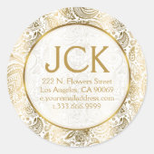 Gold Floral Paisley Muster Runder Aufkleber (Vorderseite)