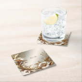 Gold Floral Paper Coaster Rechteckiger Pappuntersetzer (Vor Ort)