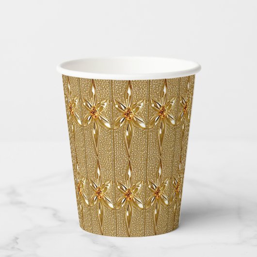Gold Floral Paper Cup Pappbecher (Rückseite)