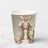 Gold Floral Paper Cups Pappbecher (Vorderseite)