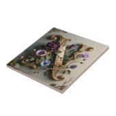 Gold Floral Patina Letter N Monogram Fliese (Seite)