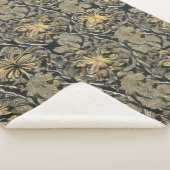 Gold Floral Pattern Sherpa Blanket Sherpadecke (3/4)